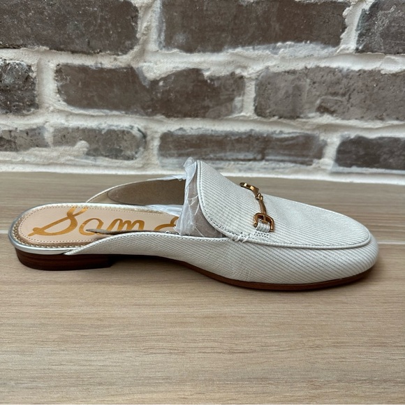 Sam Edelman Linnie Mule Womens SZ 10.5 Slip On Flat Shoes Gold Toned Bit- Silver - Picture 5 of 13